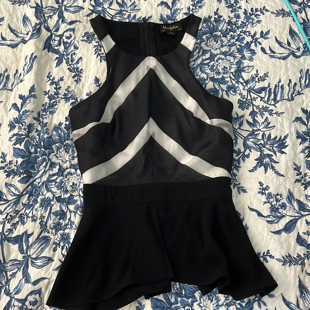 Black and White peplum blouse